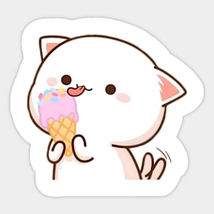 vintage-cat eat ice cream Sticker